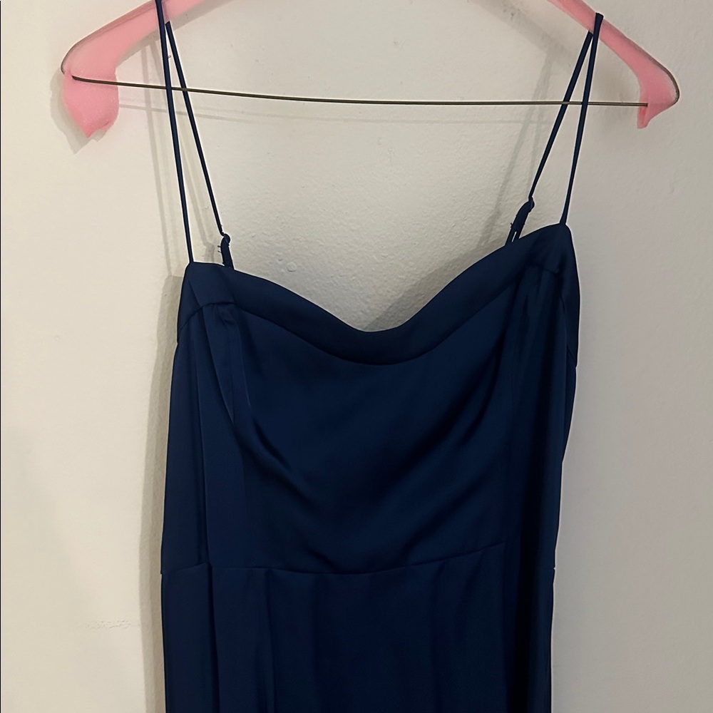 Elegant Navy Blue Spaghetti Strap Dress